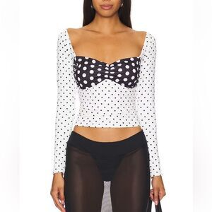 Niihai Polka Long Sleeve Top White & Black
REVOLVE blouse shirt M